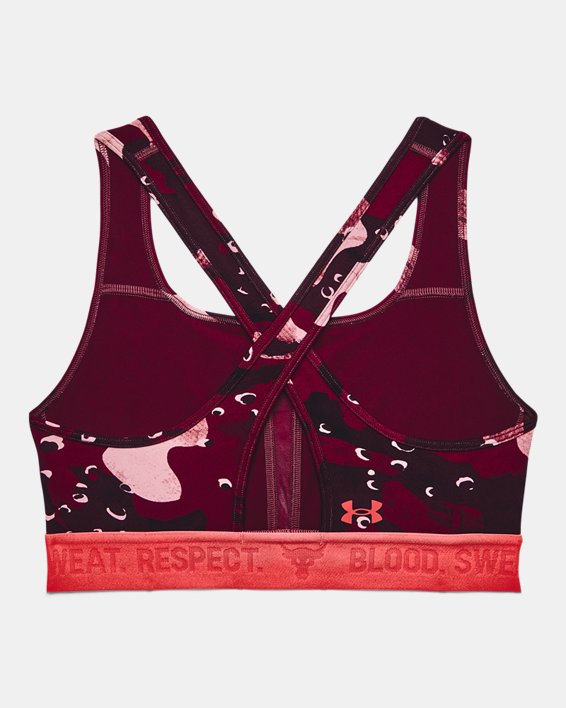 Women's Project Rock Printed Sports Bra, Red, pdpMainDesktop image number 11